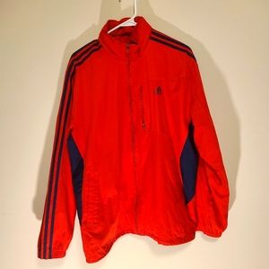 Adidas Climalite Red Striped Athletic Quick Dry Zip Up Jacket Red